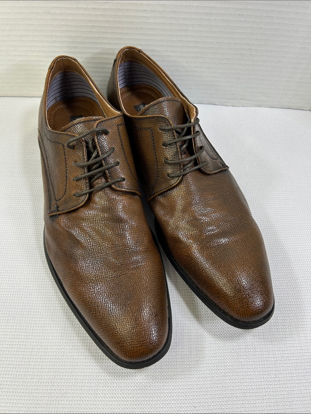 Robert Wayne Brown Textured Leather Derby Dress Shoes Men’s 13D